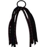 School Hair Accessories Curly Ponytail Streamer - Black Base & Top Ribbon Hair Tie Pinkberry Kisses Black Brown