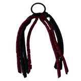 School Hair Accessories Curly Ponytail Streamer Hair Tie - Black Base & Top Ribbon Hair Tie Pinkberry Kisses Black Burgundy