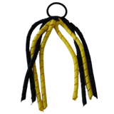 School Hair Accessories Curly Ponytail Streamer Hair Tie - Black Base & Top Ribbon Hair Tie Pinkberry Kisses Black Daffodil Yellow