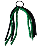 School Hair Accessories School Uniform Hair Tie Curly Ponytail Streamer - Emerald Green Base & Top Ribbon Girls Hair Tie Pinkberry Kisses Emerald Green Black