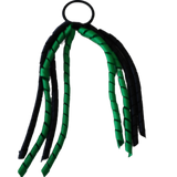 School Hair Accessories Curly Ponytail Streamer - Black Base & Top Ribbon Hair Tie Pinkberry Kisses Black Emerald Green
