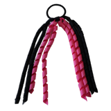 School Hair Accessories Curly Ponytail Streamer - Black Base & Top Ribbon Hair Tie Pinkberry Kisses Black Hot Pink 