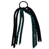 School Hair Accessories Curly Ponytail Streamer - Black Base & Top Ribbon Hair Tie Pinkberry Kisses Black Hunter Green 