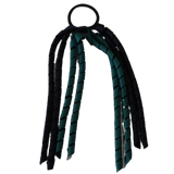 School Hair Accessories Curly Ponytail Streamer - Black Base & Top Ribbon Hair Tie Pinkberry Kisses Black Hunter Green