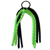 School Hair Accessories Curly Ponytail Streamer - Black Base & Top Ribbon Hair Tie Pinkberry Kisses Black Key Lime