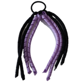 School Hair Accessories Curly Ponytail Streamer - Black Base & Top Ribbon Hair Tie Pinkberry Kisses Black Light Orchid
