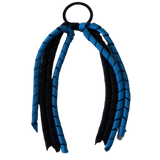 School Hair Accessories Curly Ponytail Streamer Hair Tie - Black Base & Top Ribbon Hair Tie Pinkberry Kisses Black Methyl Blue