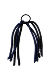 School Hair Accessories Curly Ponytail Streamer Hair Tie - Navy Blue Base & Top Ribbon (28 colours middle)