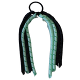 School Hair Accessories Curly Ponytail Streamer - Black Base & Top Ribbon Hair Tie Pinkberry Kisses Black Pastel Green