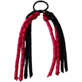 School Hair Accessories Curly Ponytail Streamer Hair Tie - Black Base & Top Ribbon Hair Tie Pinkberry Kisses Black Shocking Pink