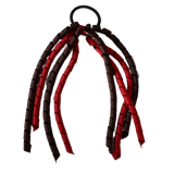 School Hair Accessories Curly Ponytail Streamer - Black Base & Top Ribbon Hair Tie Pinkberry Kisses School Uniform Red Brown
