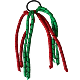 School Hair Accessories Curly Ponytail Streamer - Black Base & Top Ribbon Hair Tie Pinkberry Kisses School Uniform Red Emerald Green