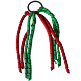 School Hair Accessories School Uniform Hair Tie Curly Ponytail Streamer - Emerald Green Base & Top Ribbon Girls Hair Tie Pinkberry Kisses Emerald Green Red