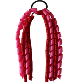 School Hair Accessories Curly Ponytail Streamer - Black Base & Top Ribbon Hair Tie Pinkberry Kisses School Uniform Red Hot Pink
