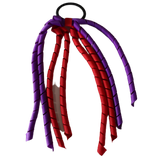 School Hair Accessories School Uniform Hair Tie Curly Ponytail Streamer - Burgundy Base & Top Ribbon Girls Hair Tie Pinkberry Kisses Purple Red