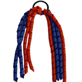 School Hair Accessories Curly Ponytail Streamer - Royal Blue Base & Top Ribbon Hair Tie Pinkberry Kisses School Uniform Hair Tie Royal Blue Autumn Orange