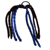 School Hair Accessories Curly Ponytail Streamer - Royal Blue Base & Top Ribbon Hair Tie Pinkberry Kisses School Uniform Hair Tie Royal Blue Brown