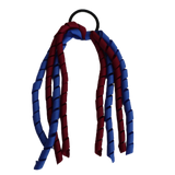 School Hair Accessories Curly Ponytail Streamer - Royal Blue Base & Top Ribbon Hair Tie Pinkberry Kisses School Uniform Hair Tie Royal Blue Burgundy