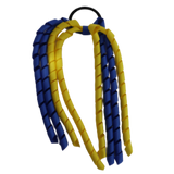 School Hair Accessories Curly Ponytail Streamer - Royal Blue Base & Top Ribbon Hair Tie Pinkberry Kisses School Uniform Hair Tie Royal Blue Daffodil Yellow