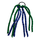 School Hair Accessories Curly Ponytail Streamer - Royal Blue Base & Top Ribbon Hair Tie Pinkberry Kisses School Uniform Hair Tie Royal Blue Emerald Green