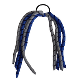 School Hair Accessories Curly Ponytail Streamer - Royal Blue Base & Top Ribbon Hair Tie Pinkberry Kisses School Uniform Hair Tie Royal Blue Light Grey