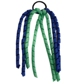 School Hair Accessories Curly Ponytail Streamer - Royal Blue Base & Top Ribbon Hair Tie Pinkberry Kisses School Uniform Hair Tie Royal Blue  Mint Green
