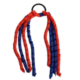 School Hair Accessories Curly Ponytail Streamer - Royal Blue Base & Top Ribbon Hair Tie Pinkberry Kisses School Uniform Hair Tie Royal Blue Neon Orange