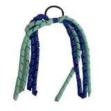 School Hair Accessories Curly Ponytail Streamer - Royal Blue Base & Top Ribbon Hair Tie Pinkberry Kisses School Uniform Hair Tie Royal Blue Pastel Green