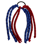 School Hair Accessories Curly Ponytail Streamer - Black Base & Top Ribbon Hair Tie Pinkberry Kisses School Uniform Red Royal Blue