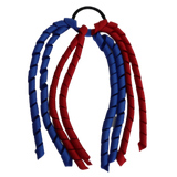 School Hair Accessories Curly Ponytail Streamer - Royal Blue Base & Top Ribbon Hair Tie Pinkberry Kisses School Uniform Hair Tie Royal Blue Red