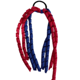 School Hair Accessories School Uniform Hair Tie Curly Ponytail Streamer - Shocking Pink Base & Top Ribbon Girls Hair Tie Pinkberry Kisses Shocking Pink Royal Blue