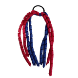 School Hair Accessories Curly Ponytail Streamer - Royal Blue Base & Top Ribbon Hair Tie Pinkberry Kisses School Uniform Hair Tie Royal Blue Shocking Pink