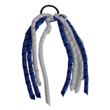 School Hair Accessories Curly Ponytail Streamer - Royal Blue Base & Top Ribbon Hair Tie Pinkberry Kisses School Uniform Hair Tie Royal Blue White