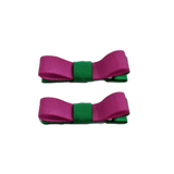 School Hair Accessories Deluxe Clippies 2 Colour option (Set of 2) Emerald Green Base & Centre Ribbon Non Slip Clip Bow Pinkberry Kisses Emerald Green Garden Rose