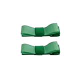 School Hair Accessories Deluxe Clippies 2 Colour option (Set of 2) Emerald Green Base & Centre Ribbon Non Slip Clip Bow Pinkberry Kisses Emerald Green mint green