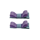School Hair Accessories Deluxe Clippies 2 Colour option (Set of 2) Light Blue Base & Centre Ribbon Non Slip Clip Bow Pinkberry Kisses Light Blue Light Orchid