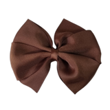 School Hair Accessories - Sweetheart Non Slip Hair Bow 11cm Toddler Teenager Large Hair Bow Pinkberry Kisses Brown