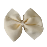 School Hair Accessories - Sweetheart Non Slip Hair Bow 11cm Toddler Teenager Large Hair Bow Pinkberry Kisses Cream Ivory