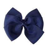 School Hair Accessories - Sweetheart Non Slip Hair Bow 11cm Toddler Teenager Large Hair Bow Pinkberry Kisses Navy Blue 