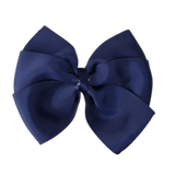 School Hair Accessories - Sweetheart Non Slip Hair Bow 11cm Toddler Teenager Large Hair Bow Pinkberry Kisses Navy Blue