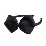School Hair Accessories School Uniform Woven Single Colour Cherish Bow Headband - Pinkberry Kisses Black