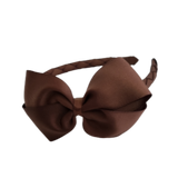 School Hair Accessories School Uniform Woven Single Colour Cherish Bow Headband - Pinkberry Kisses  Brown