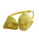 School Hair Accessories School Uniform Woven Single Colour Cherish Bow Headband - Pinkberry Kisses Lemon Yellow