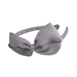 School Hair Accessories School Uniform Woven Single Colour Cherish Bow Headband - Pinkberry Kisses Light Grey Silver