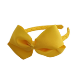 School Hair Accessories School Uniform Woven Single Colour Cherish Bow Headband - Pinkberry Kisses  Mazie Yellow