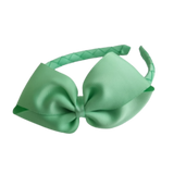 School Hair Accessories School Uniform Woven Single Colour Cherish Bow Headband - Pinkberry Kisses  Mint Green