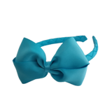 School Hair Accessories School Uniform Woven Single Colour Cherish Bow Headband - Pinkberry Kisses  Misty Turquoise