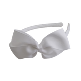 School Hair Accessories School Uniform Woven Single Colour Cherish Bow Headband - Pinkberry Kisses White