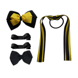 School Hair Accessories Value Pack 4 Piece School Uniform Hair Bow Non Slip Hair Clip Hair Tie Pinkberry Kisses Black Daffodil Yellow