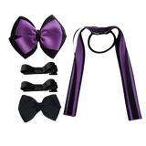 School Hair Accessories Value Pack 4 Piece School Uniform Hair Bow Non Slip Hair Clip Hair Tie Pinkberry Kisses Black Grape